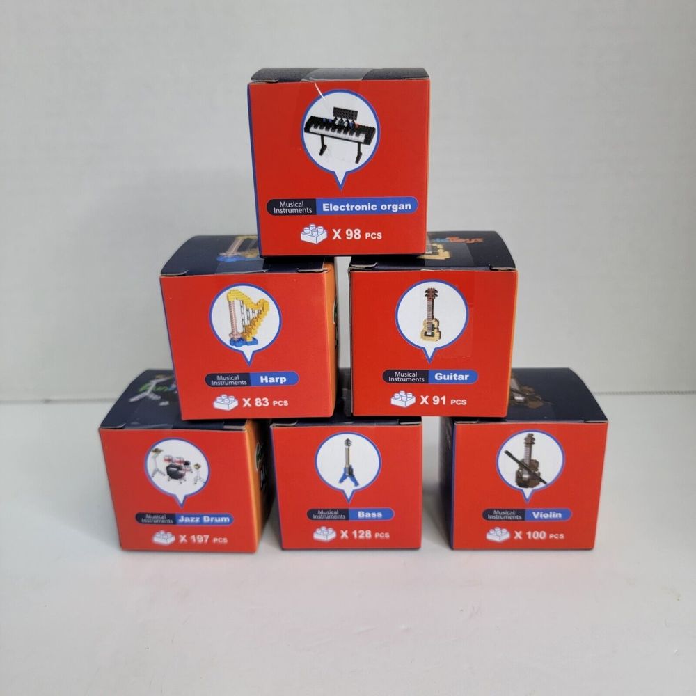 Fun Little‎ Toys Musical Instruments Building Blocks Lot Of 6 Micro Blocks New